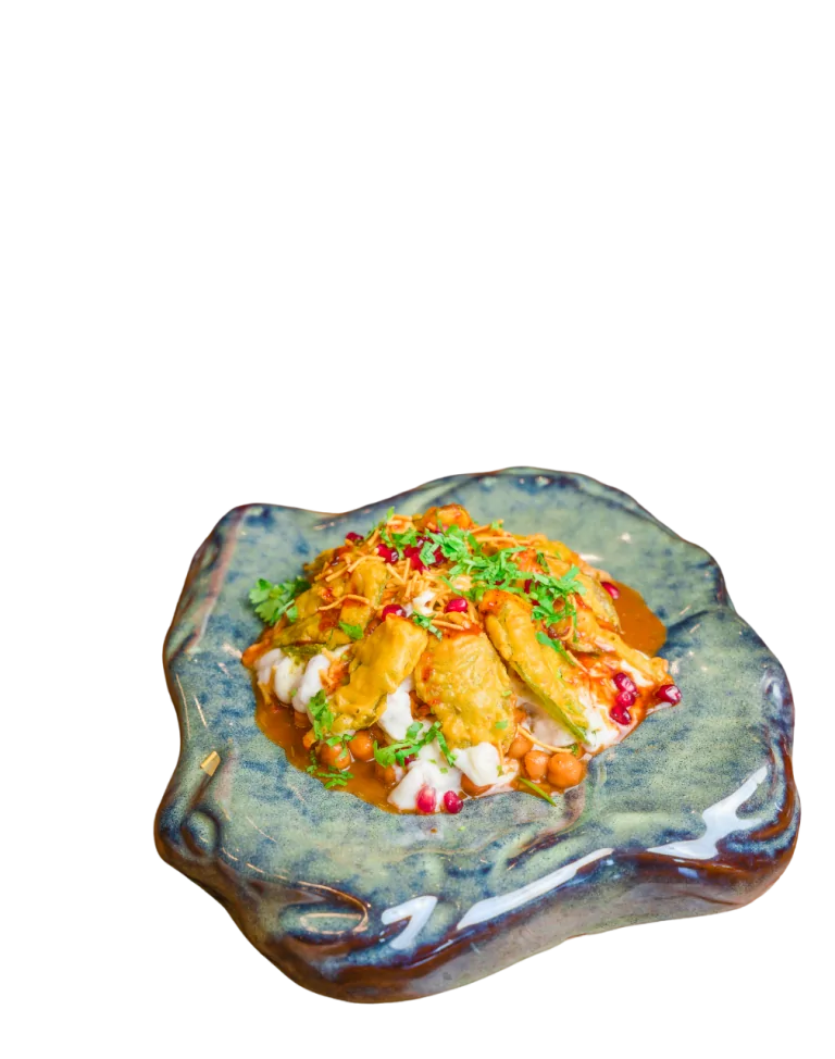 Colorful plated dish in serving plate