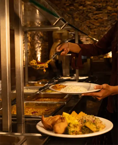 All you can eat indian lunch buffet chafing dishes