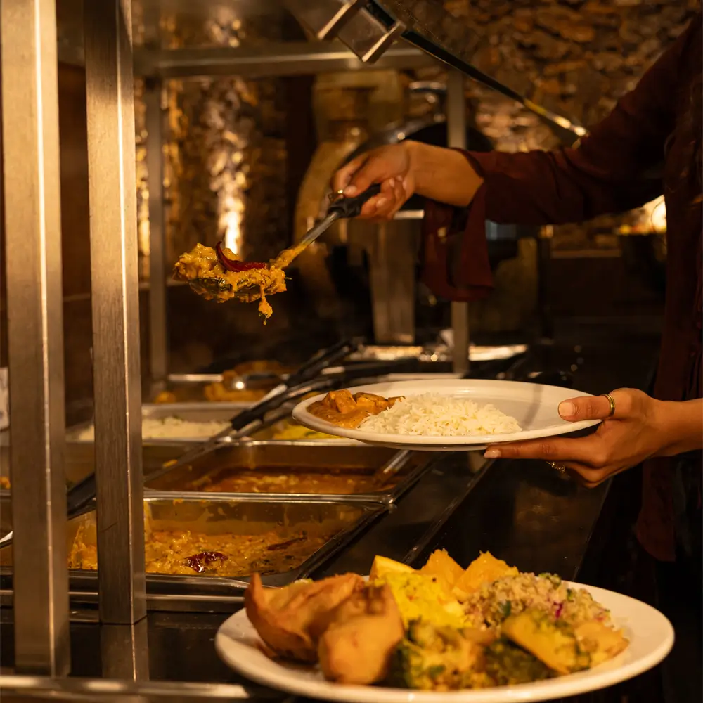 All you can eat Indian buffet food trays